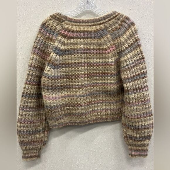 Jessica Simpson Striped Knit Cropped Women's Wool Blend Academia Sweater small - Picture 3 of 3